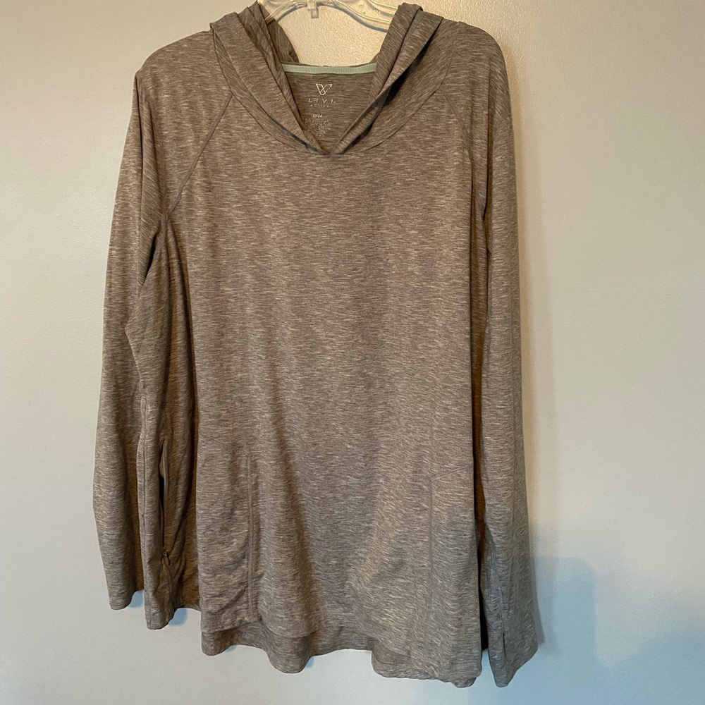 Livi Active Lane Bryant athletic hoodie hooded pullover sweatshirt 22/24 gray